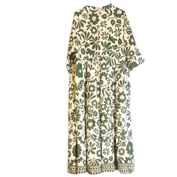 NWOT-Floral Green and White Women's Maxi  Dress - Picture 3 of 7
